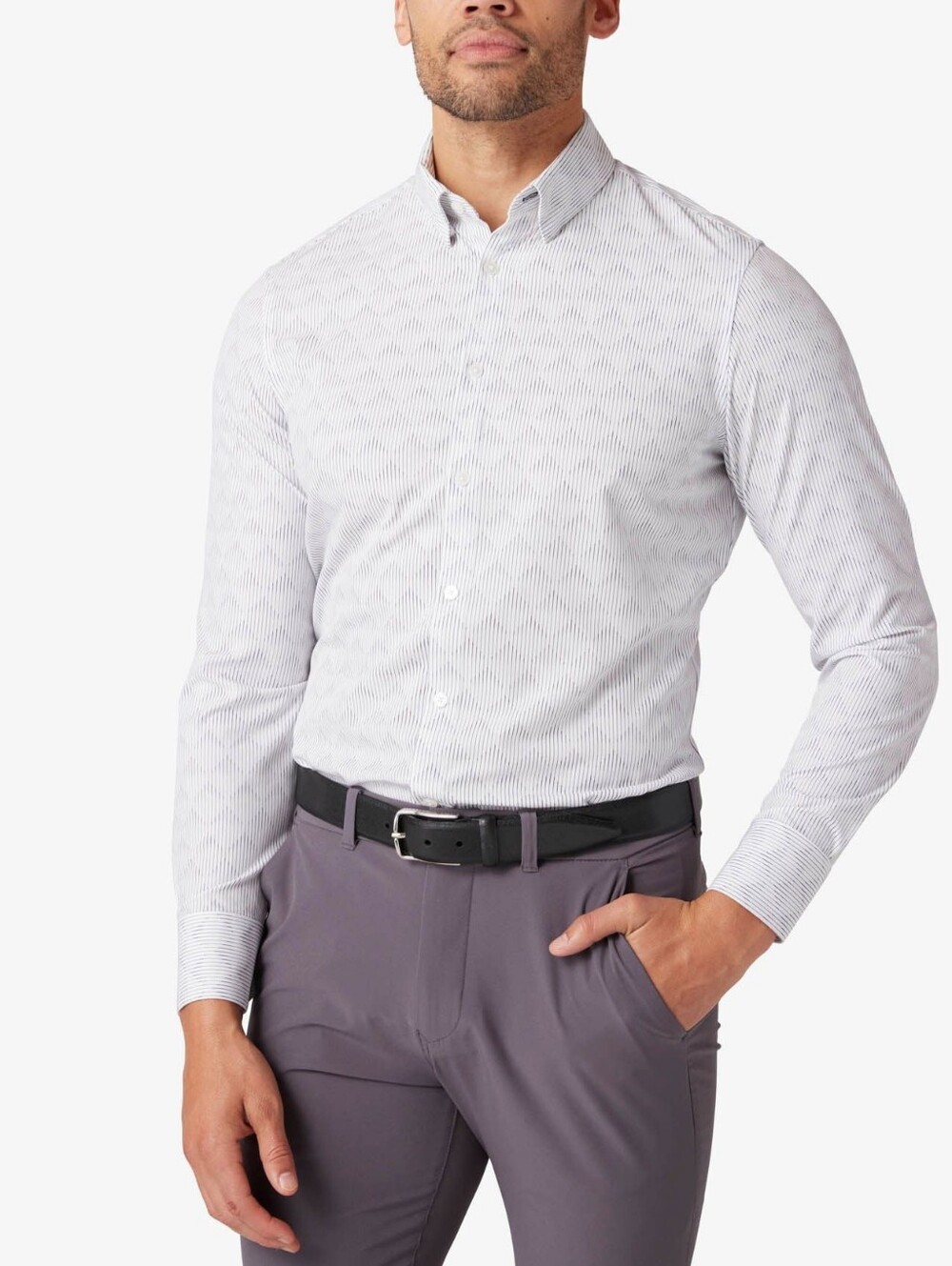 Mizzen Main Leeward Long Sleeve Shirt Mens Classic White Ombre Diamond Size XL